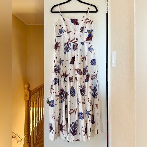 C&C California Linen-Blend Maxi Dress w Shell Print | size small